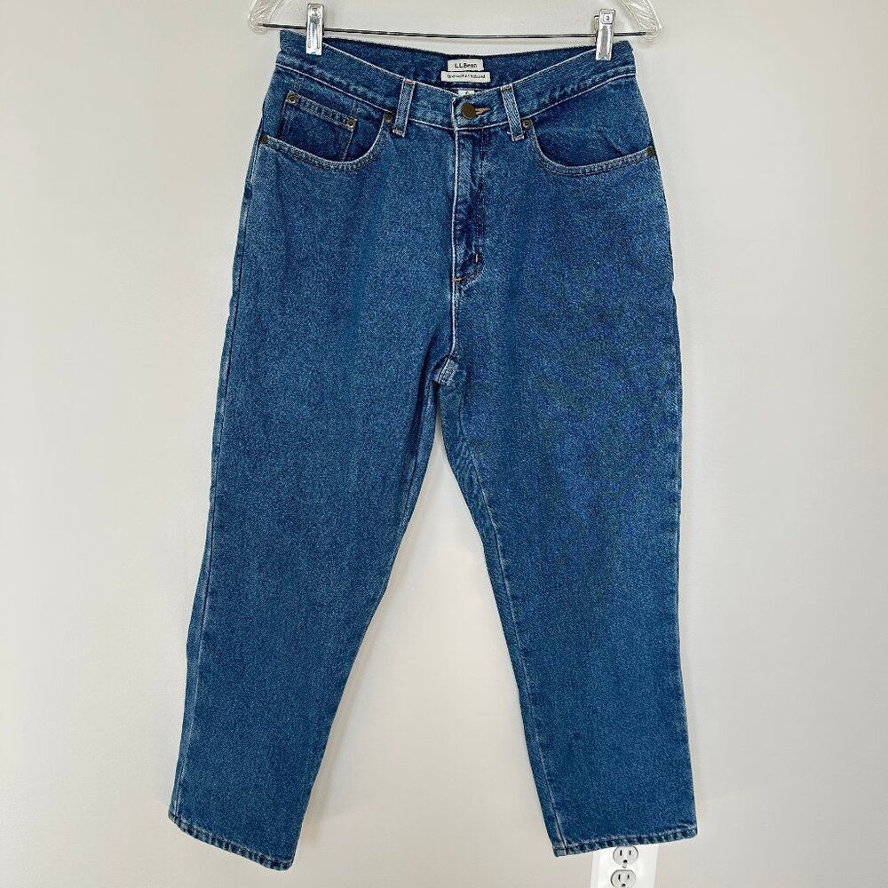 L.L. Bean Women's Original Fit Relaxed Flannel Lined Mom Jeans Size 10 Petite